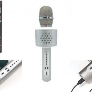 Mikrofon karaoke Bluetooth stříbrný