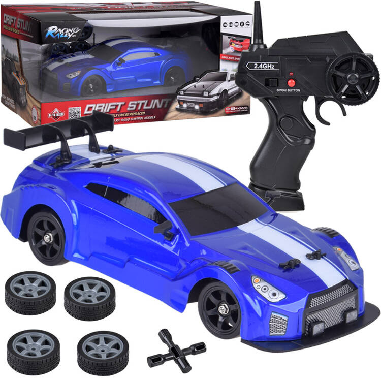 Autíčko na dálkové ovládání RC Drift 4x4 s LED osvětlením a kouřovým efektem modré