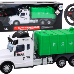  Dálkově ovládané RC popelářské auto zelené se světly a zvuky