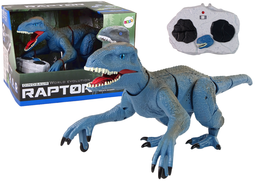 Dinosaurus Velociraptor R/C na dálkové ovládání modrý