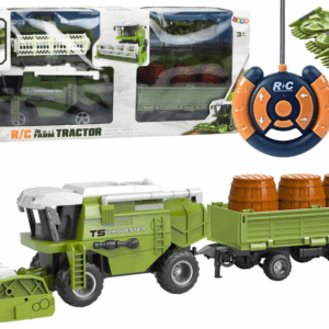  Kombajn zemědělský stroj na obilí RC dálkově ovládaný s přívěsem zelený