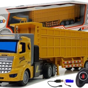  Nákladní auto s velkým přívěsem na dálkové ovládání R/C 1:48 žluté