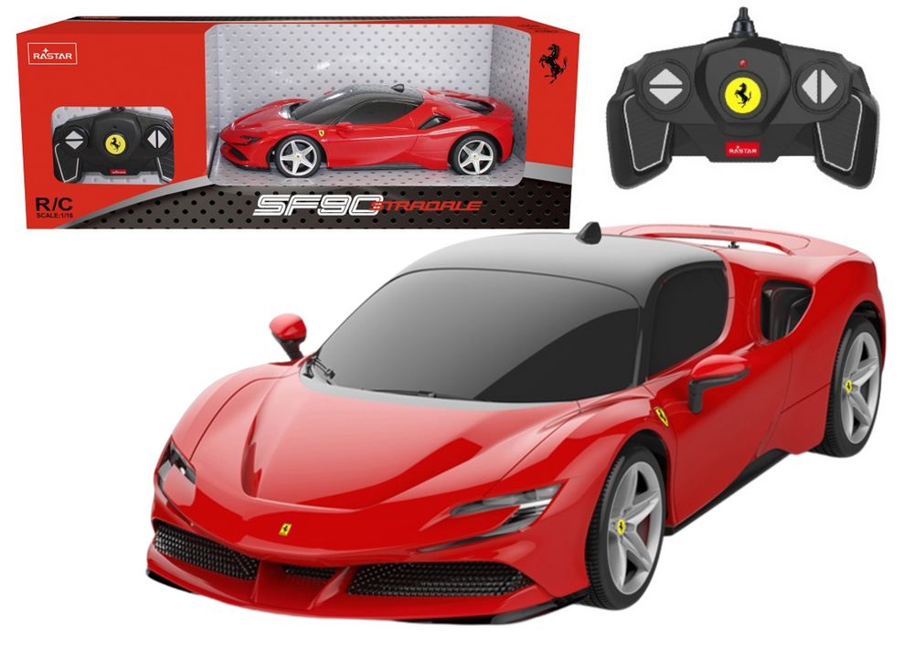 RASTAR Auto na dálkové ovládání R/C Ferrari SF90 Stradale 1:18 Rastar červené