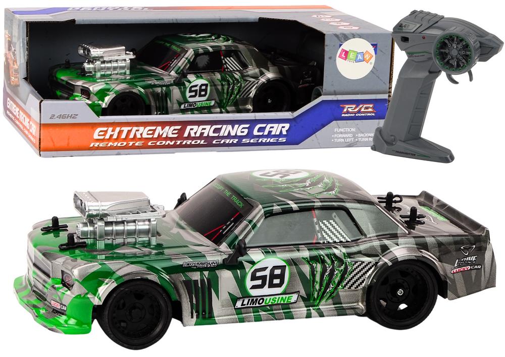 RC autíčko na dálkové ovládání 1:16 gumová kola drift zelené