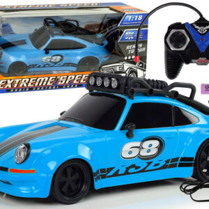 Sportovní auto 1/18 modré Dálkové ovládání rezervní kolo