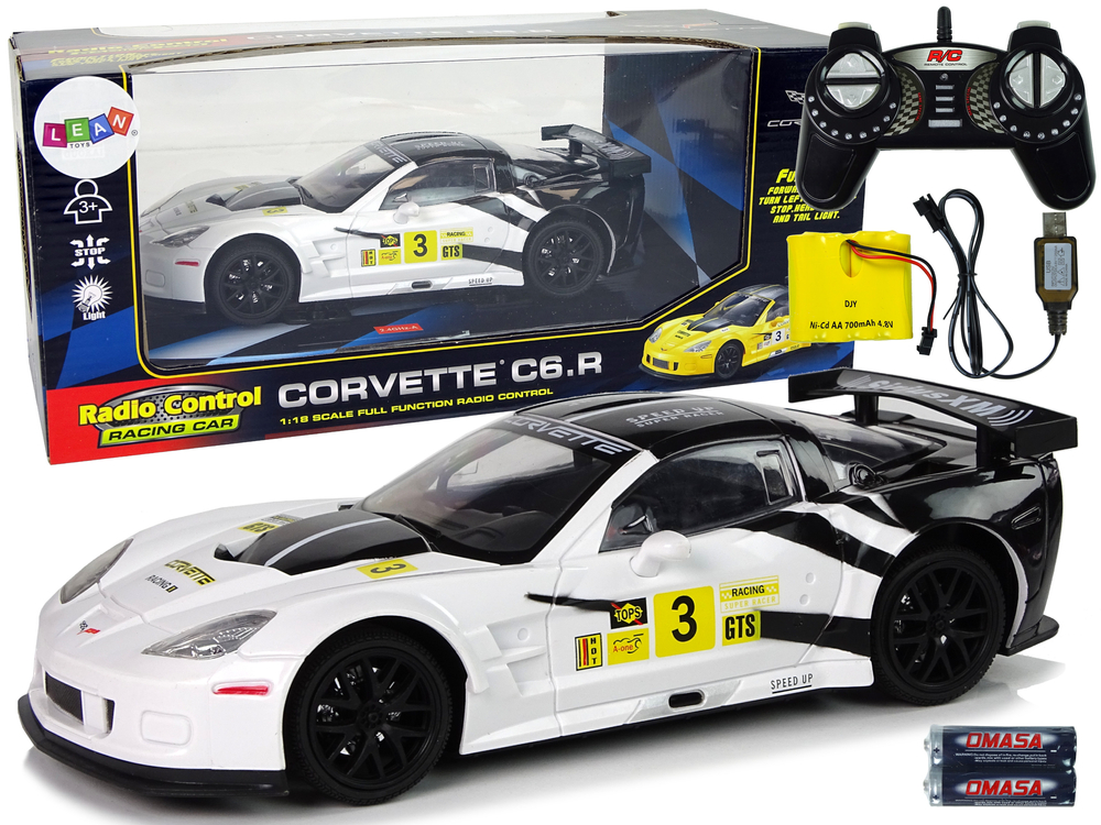 Sportovní auto na dálkové ovládání RC Corvette C6R 1:18 bílé