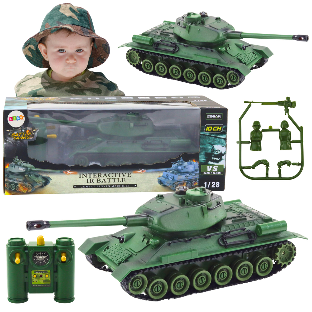 Vojenský tank na dálkové ovládání R/C 1:28 zelený
