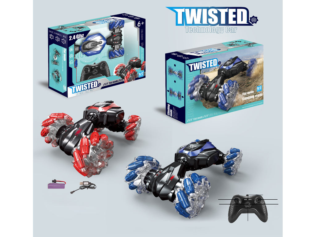 Mamido Autíčko na dálkové ovládání + Ovládání pohybem ruky Twisted 360° 4x4 červené