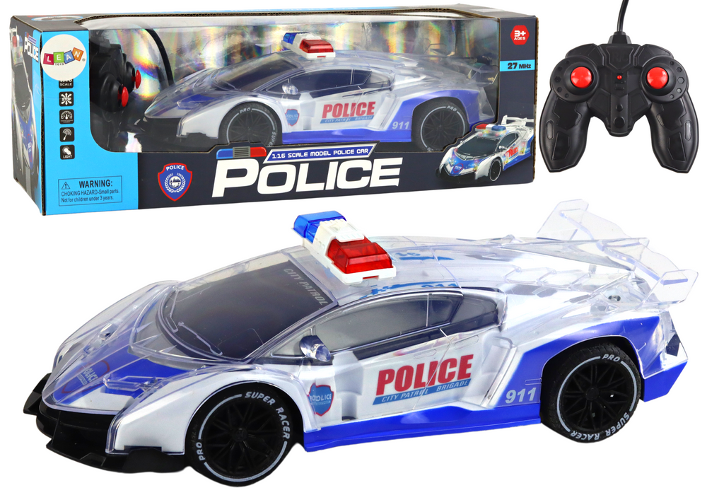 Policejní auto na dálkové ovládání R/C 1:16 s efekty modré