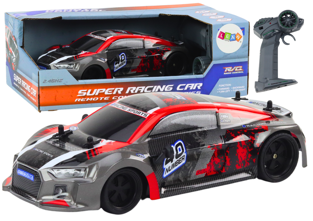 RC auto na dálkové ovládání 1:18 gumová kola Drift červené