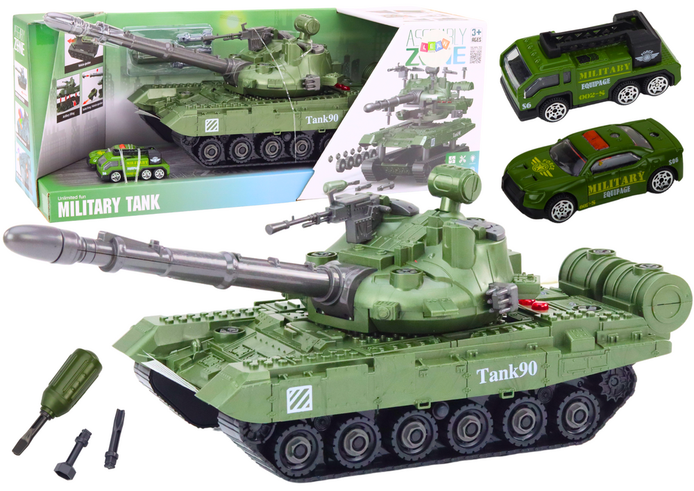 Sada pro rozložení vojenské vozidlo DIY tank zelený se zvuky a autíčky