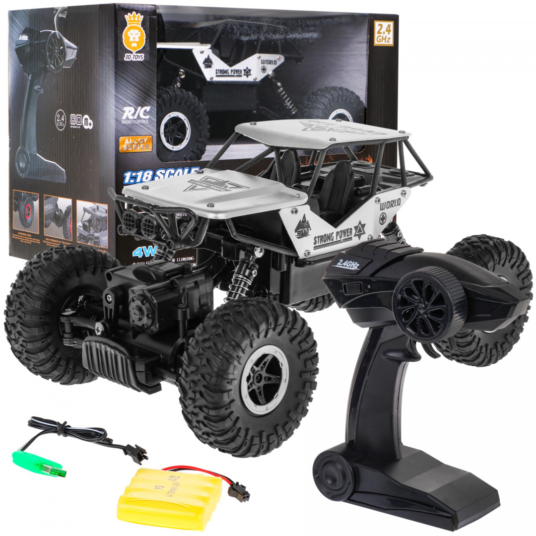 Terénní autíčko na dálkové ovládání Crawler Monster 1:18 stříbrné