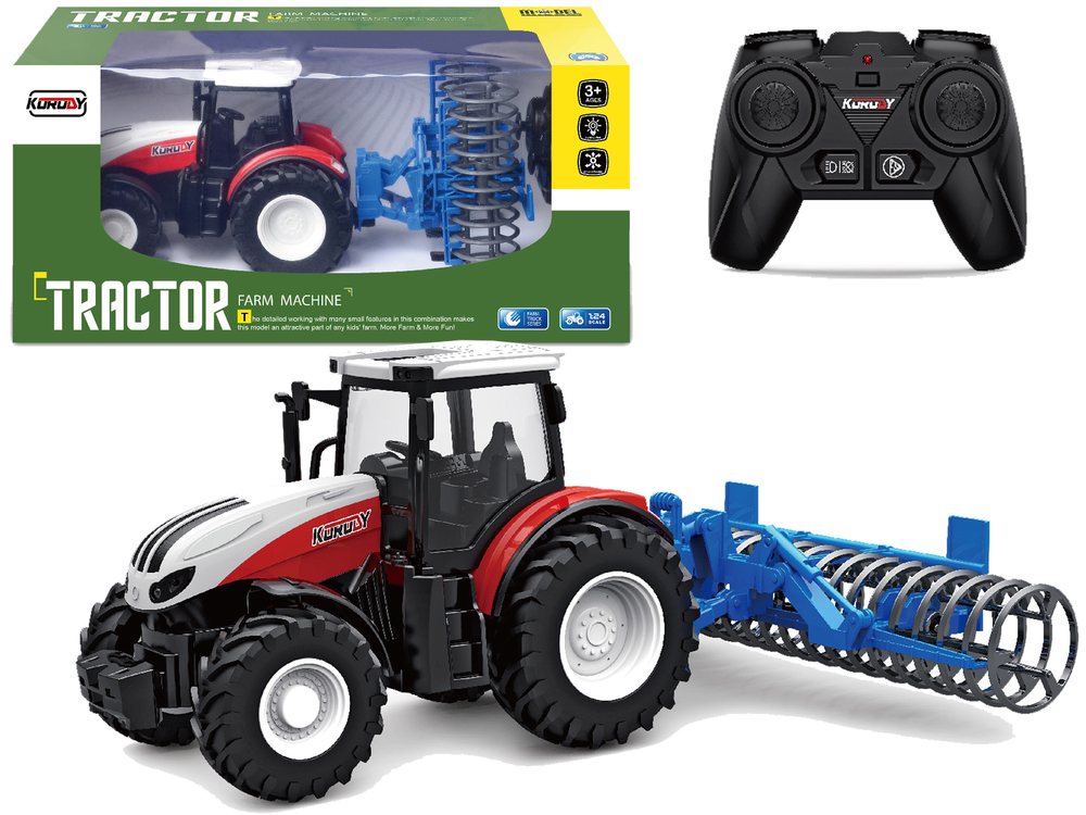 Traktor se zemědělským válcem na dálkové ovládání RC 1:24
