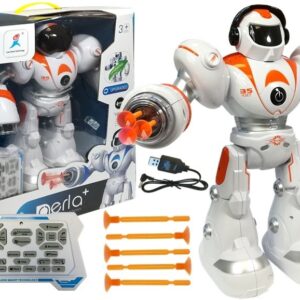 Dálkově ovládaný R/C robot střílící rakety oranžový