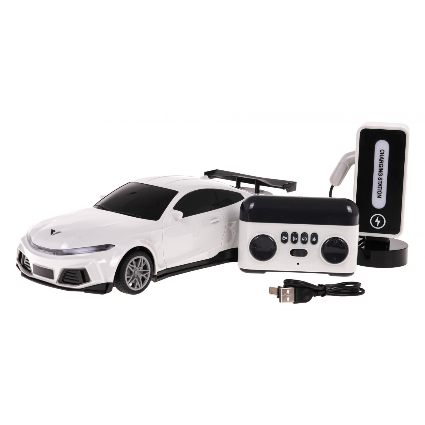Elektrické auto na dálkové ovládání R/C s nabíjecí stanici bílé - Obrázek 2