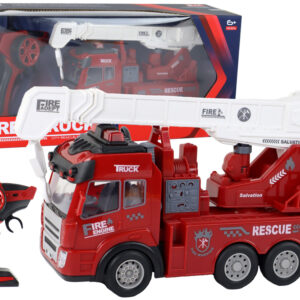 Hasičské auto s jeřábem na dálkové ovládání R/C červené